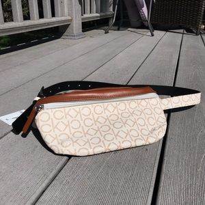 Calvin Klein Faux Leather logo Belt Bag light tan NEW